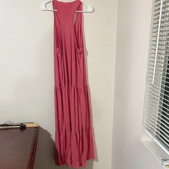 Anthropologie Sundry Pink Tiered Maxi Dress Sz large L - Picture 5 of 8